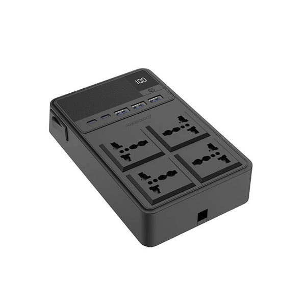 Powerology PWC029 2500W 4 AC Power Strip Built-In Retractable Cable 3M