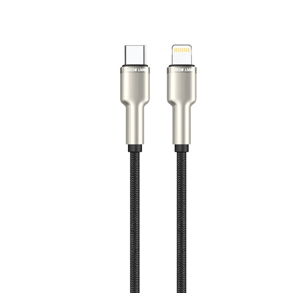 Green Lion USB-C To Lightning Braided Cable 1M-Black