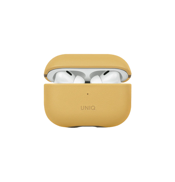 Uniq Lyden Leather Case For Airpods Pro 2 - Canary Yellow/Flint Grey