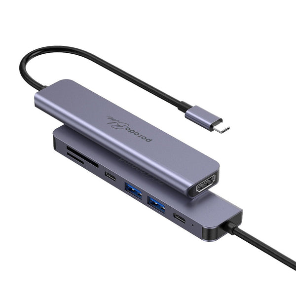Porodo Blue 7 Port USB-C Hub 4K HDMI & Dual USB-C