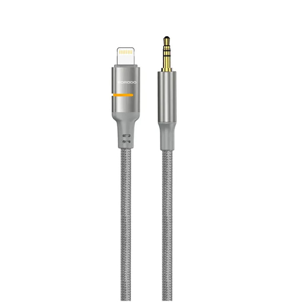 Porodo CBL029 Aux To Lightning Led Light Cable 1.2m-Grey