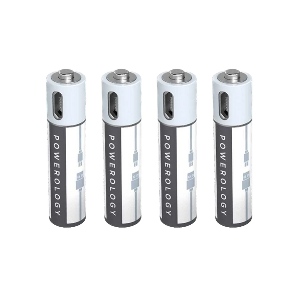 Powerology AAA 450mAh/675mWh USB Rechargble Battery (4pc)