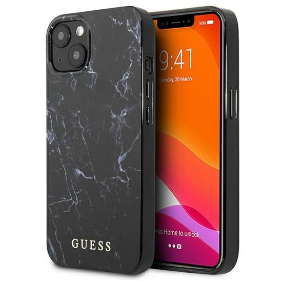 Guess Case For iPhone 13 - Black Marble