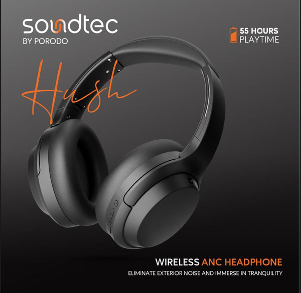 Porodo Hush Wireless ANC Headphone-Black